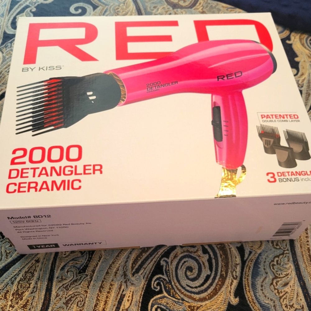 Red by Kiss 2000 Hot Pink Detangler Ceramic Hair Dryer